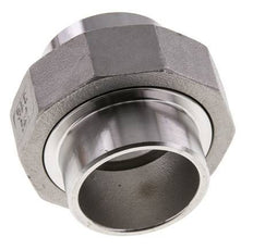 Union Straight Connector 42.4mm Weld End Stainless Steel Flat Seal PTFE 16bar (224.8psi)