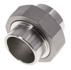 Union Straight Connector 42.4mm Weld End Stainless Steel Flat Seal PTFE 16bar (224.8psi)