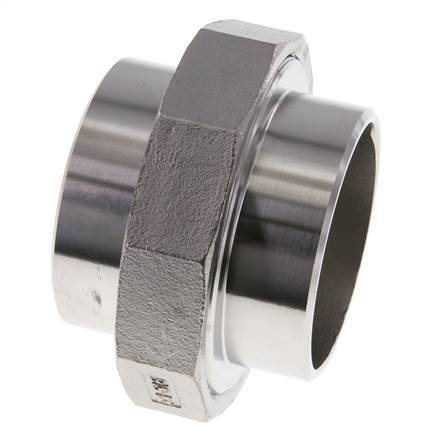 Union Straight Connector 76.1mm Weld End Stainless Steel Flat Seal PTFE 16bar (224.8psi)