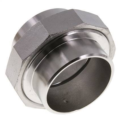 Union Straight Connector 76.1mm Weld End Stainless Steel Flat Seal PTFE 16bar (224.8psi)