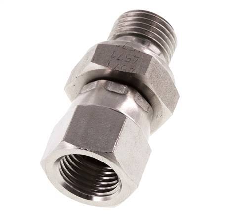 JIC Reducing Nipple UNF 1/2''-20 Female x G1/4'' Male Adjustable Stainless Steel 275bar (3863.75psi)