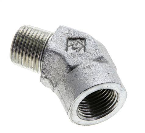 45deg Angled Fitting 3/8'' NPT Male x Female Steel 210bar (2950.5psi)