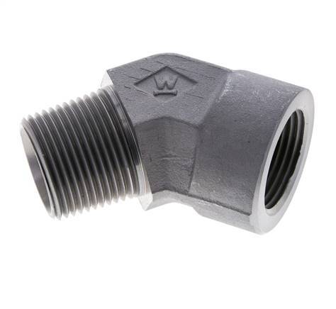 45deg Angled Fitting 1'' NPT Male x Female Steel 140bar (1967.0psi)