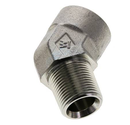 45deg Angled Fitting 3/4'' NPT Male x Female Steel 170bar (2388.5psi)