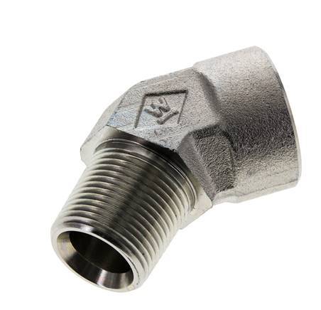 45deg Angled Fitting 3/4'' NPT Male x Female Steel 170bar (2388.5psi)