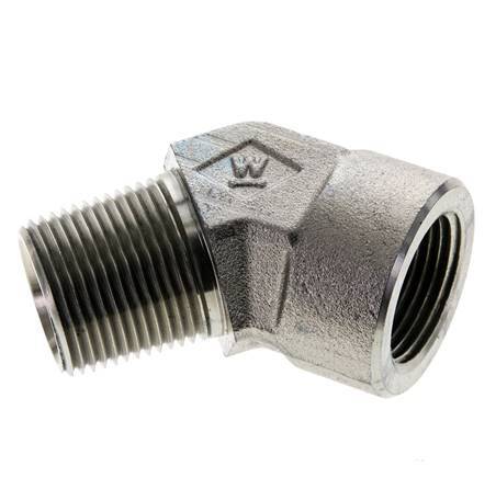 45deg Angled Fitting 3/4'' NPT Male x Female Steel 170bar (2388.5psi)