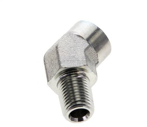 45deg Angled Fitting 1/4'' NPT Male x Female Steel 275bar (3863.75psi)