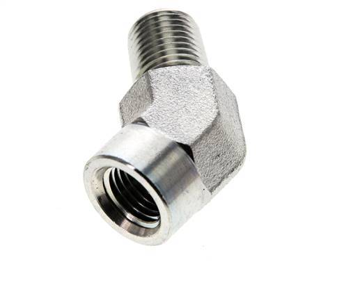 45deg Angled Fitting 1/4'' NPT Male x Female Steel 275bar (3863.75psi)
