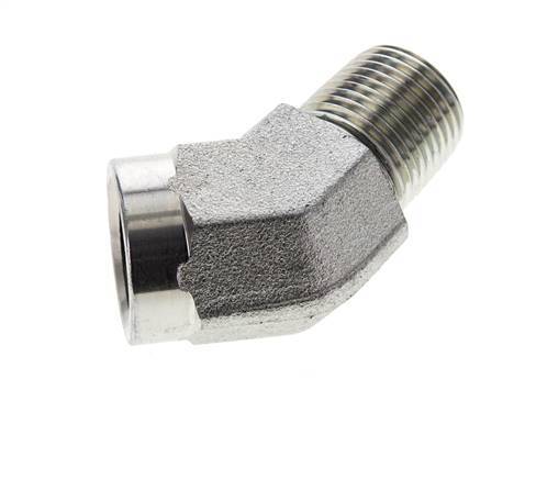 45deg Angled Fitting 1/2'' NPT Male x Female Steel 210bar (2950.5psi)