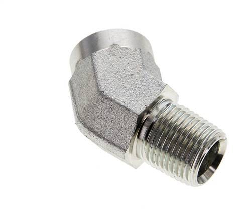 45deg Angled Fitting 1/2'' NPT Male x Female Steel 210bar (2950.5psi)