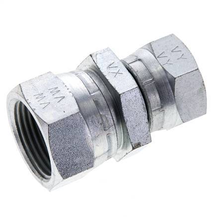 Reducing Straight Connector G1/2'' x G3/4'' Female High Pressure Steel 60° Cone 175bar (2458.75psi) Hydraulic