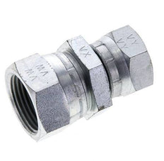 Reducing Straight Connector G1/2'' x G3/4'' Female High Pressure Steel 60° Cone 175bar (2458.75psi) Hydraulic