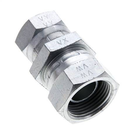 Reducing Straight Connector G1/2'' x G3/4'' Female High Pressure Steel 60° Cone 175bar (2458.75psi) Hydraulic