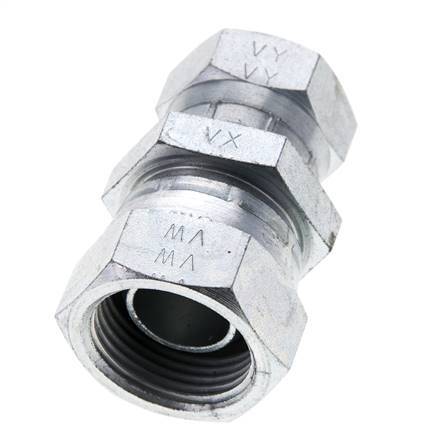 Reducing Straight Connector G1/2'' x G3/4'' Female High Pressure Steel 60° Cone 175bar (2458.75psi) Hydraulic