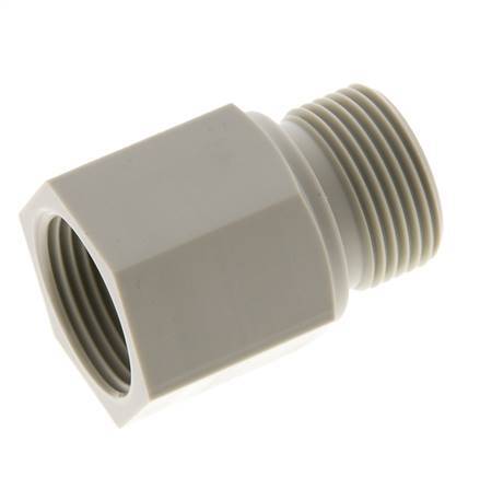 Threaded Extension G3/4'' Male x Female Polypropylene (pp) 10bar (140.5psi) FDA 32mm Hex