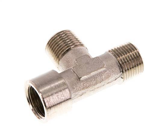 Tee Fitting Right Angle R3/8'' Male x G3/8'' Female Nickel-plated Brass 16bar (224.8psi) [2 Pieces]