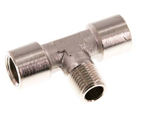 Tee Fitting G1/4'' Female x R1/4'' Male Nickel-plated Brass 16bar (224.8psi) [2 Pieces]
