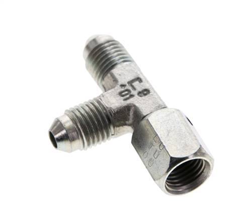 JIC Tee Fitting UNF 7/16''-20 Female x Male Steel 350bar (4917.5psi)