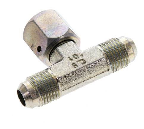 JIC Tee Fitting UNF 9/16''-18 Male x Female Steel 350bar (4917.5psi)