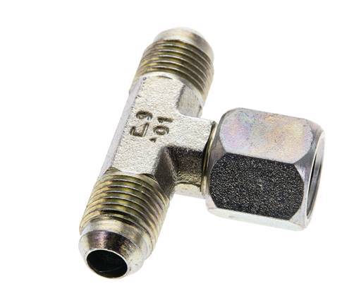 JIC Tee Fitting UNF 9/16''-18 Male x Female Steel 350bar (4917.5psi)