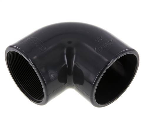 PVC 90deg Elbow Fitting Female Socket 75x89mm x Female Rp 2-1/2''