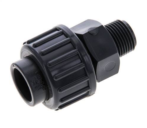 PVC Union Fitting Female Socket 16mm x Male R 3/8'' FKM