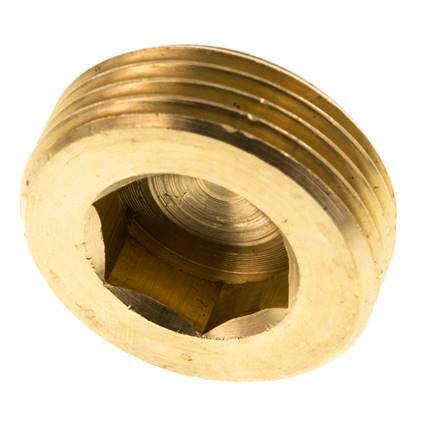 1'' Brass Closing plug with Inner Hex without collar 16 Bar