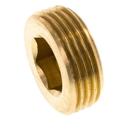 1'' Brass Closing plug with Inner Hex without collar 16 Bar