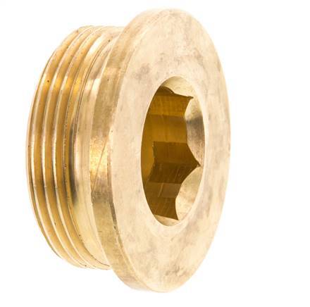 G 1 1/2'' Brass Closing plug with Inner Hex 16 Bar