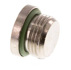 G 3/8'' Nickel plated Brass Closing plug with Inner Hex and FKM Seal 16 Bar [5 Pieces]