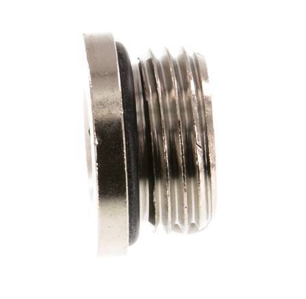G 1/2'' Nickel plated Brass Closing plug with Inner Hex and NBR Seal 16 Bar [5 Pieces]