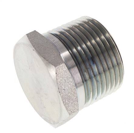 1'' NPT Male Zinc plated Steel Closing plug with Outer Hex 140 Bar