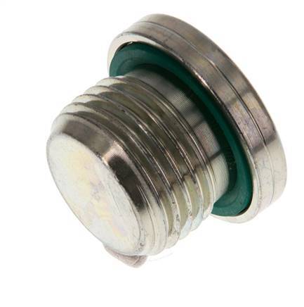 G 1/2'' Male Zinc plated Steel Closing plug with Inner Hex and FKM Seal 400 Bar [2 Pieces]