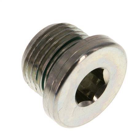 G 1/2'' Male Zinc plated Steel Closing plug with Inner Hex and FKM Seal 400 Bar [2 Pieces]