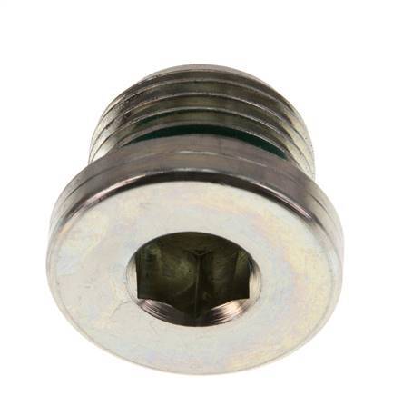 G 1/2'' Male Zinc plated Steel Closing plug with Inner Hex and FKM Seal 400 Bar [2 Pieces]