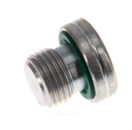 G 1/8'' Male Zinc plated Steel Closing plug with Inner Hex and FKM Seal 400 Bar [5 Pieces]