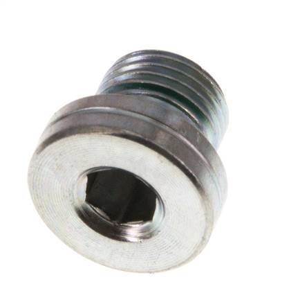 G 1/8'' Male Zinc plated Steel Closing plug with Inner Hex and FKM Seal 400 Bar [5 Pieces]