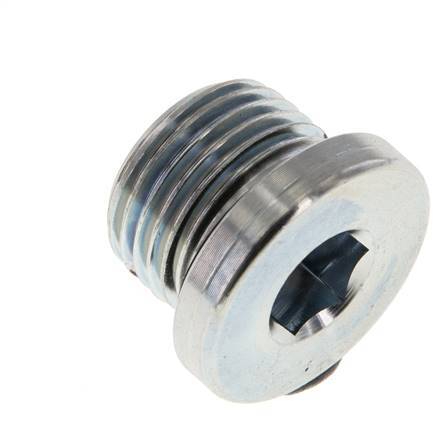 G 1/2'' Male Zinc plated Steel Closing plug with Inner Hex and NBR seal 400 Bar [2 Pieces]