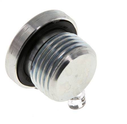 G 1/2'' Male Zinc plated Steel Closing plug with Inner Hex and NBR seal 400 Bar [2 Pieces]
