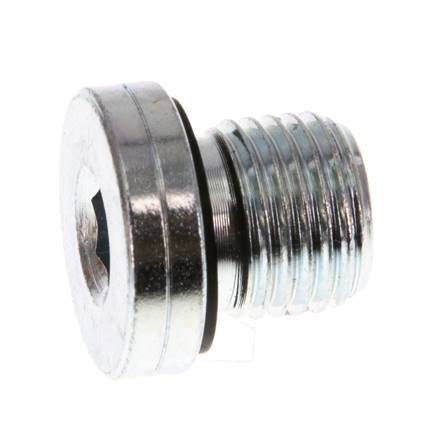 G 1/4'' Male Zinc plated Steel Closing plug with Inner Hex and NBR seal 400 Bar [5 Pieces]