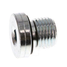 G 1/4'' Male Zinc plated Steel Closing plug with Inner Hex and NBR seal 400 Bar [5 Pieces]
