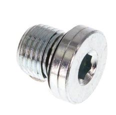 G 1/4'' Male Zinc plated Steel Closing plug with Inner Hex and NBR seal 400 Bar [5 Pieces]