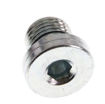 G 1/4'' Male Zinc plated Steel Closing plug with Inner Hex and NBR seal 400 Bar [5 Pieces]