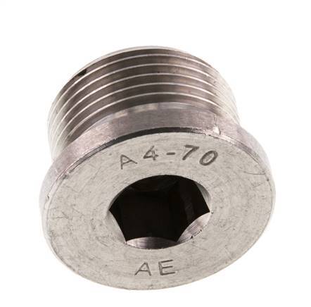 G 3/4'' Stainless steel Closing plug with Inner Hex 40 Bar