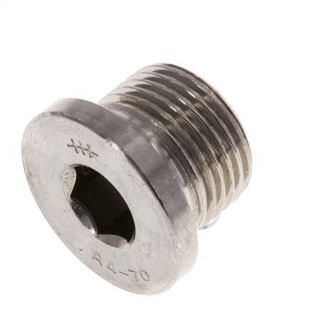 G 3/8'' Stainless steel Closing plug with Inner Hex 40 Bar