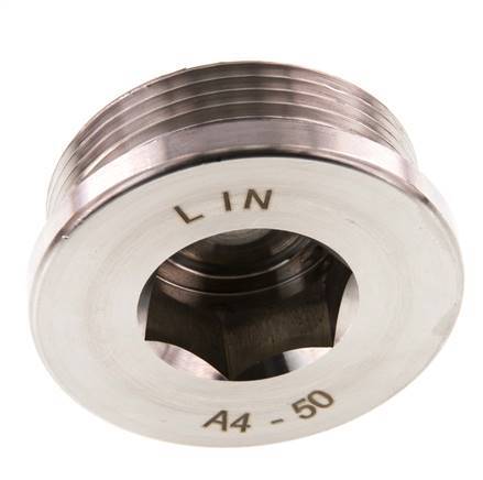 G 1 1/2'' Stainless steel Closing plug with Inner Hex 40 Bar