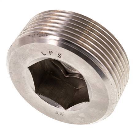 1 1/2'' Stainless steel Closing plug with Inner Hex without collar 40 Bar