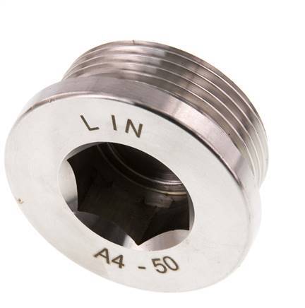 G 1 1/4'' Stainless steel Closing plug with Inner Hex 40 Bar