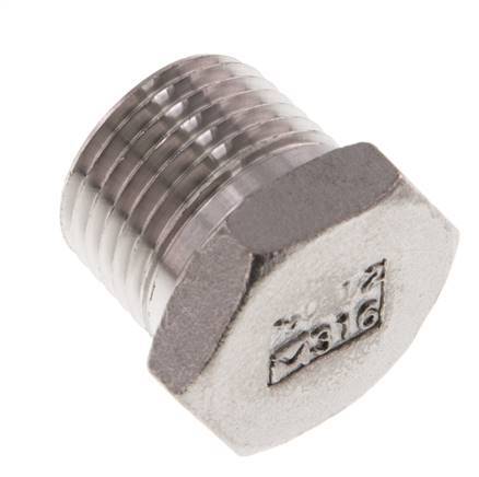 1/2'' NPT Male Stainless steel Closing plug with Outer Hex 16 Bar [2 Pieces]