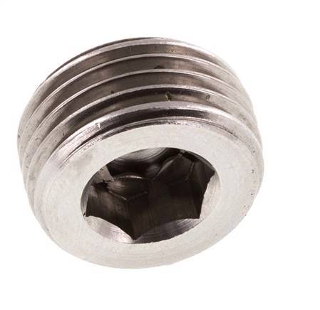 G 1/2'' Stainless steel Closing plug with Inner Hex without collar 40 Bar